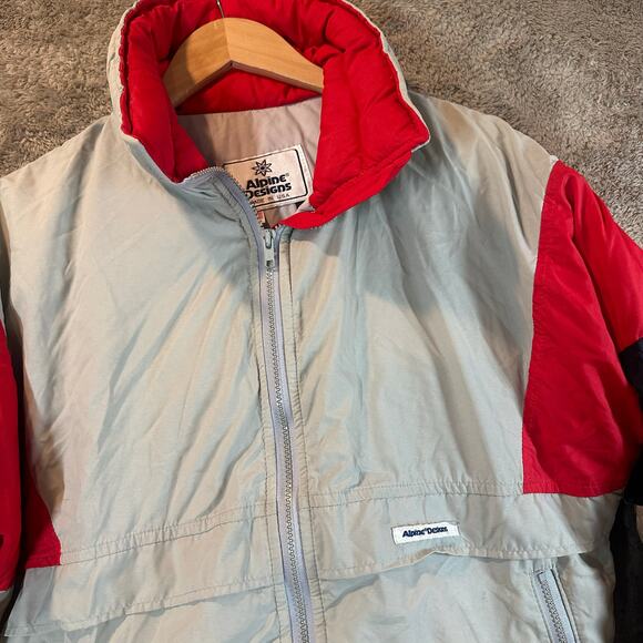 Vintage Puffer Coat Bomber Ski Jacket Alpine Designs Nylon Goose Down Men's S - Picture 4 of 11